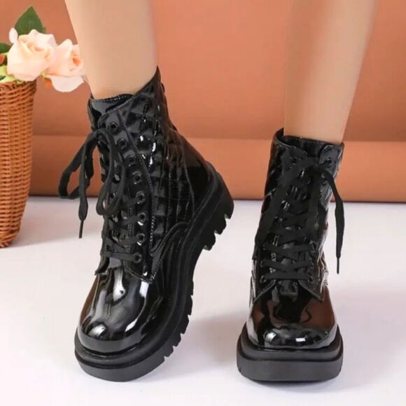 Women's quilted combat boot sz 10.5 - Picture 12 of 14